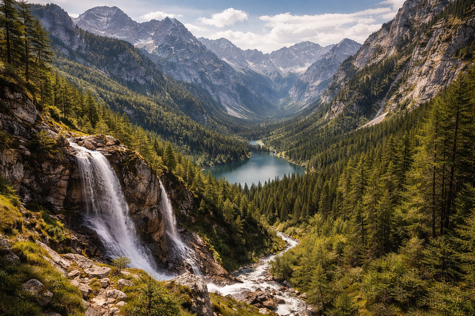 פארק טריגלב הלאומי בסלובניה עם הרים אלפיניים, יערות, אגמים, מפלים ופנורמות טבע רחבות