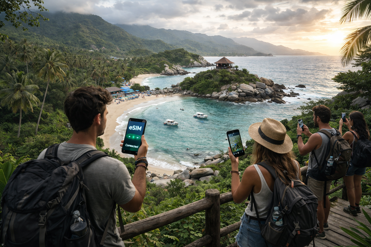 Putnici u nacionalnom parku Tajrona koriste pametne telefone sa eSIM internetom