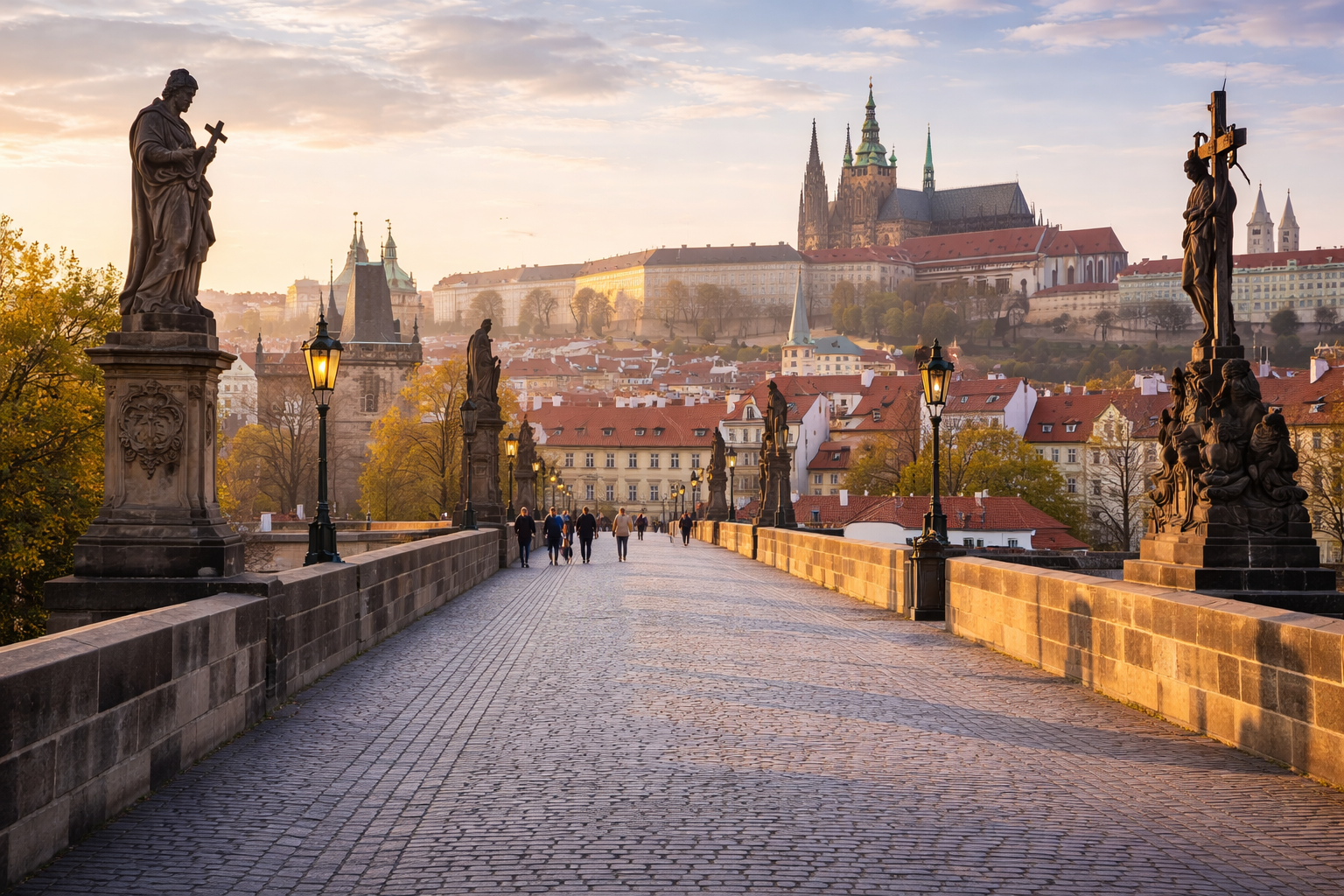 Il Ponte Carlo sul fiume Moldava a Praga.