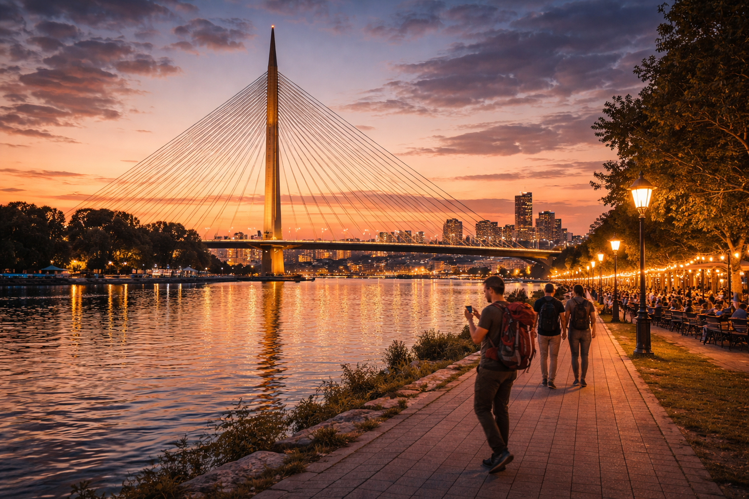 Ada Bridge over the Sava River in Belgrade—a modern architectural symbol of the city.