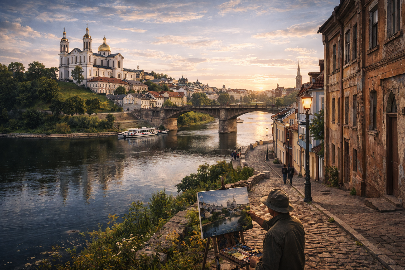 芸術的な雰囲気、遊歩道、歴史的な通りがあるヴィーツェプスク - ベラルーシの文化の中心地