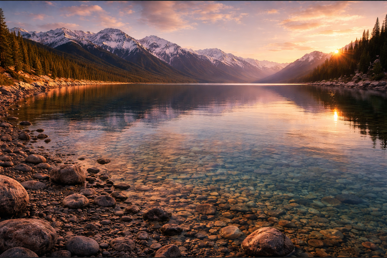 אגם איסיק-קול עם מים צלולים והרים