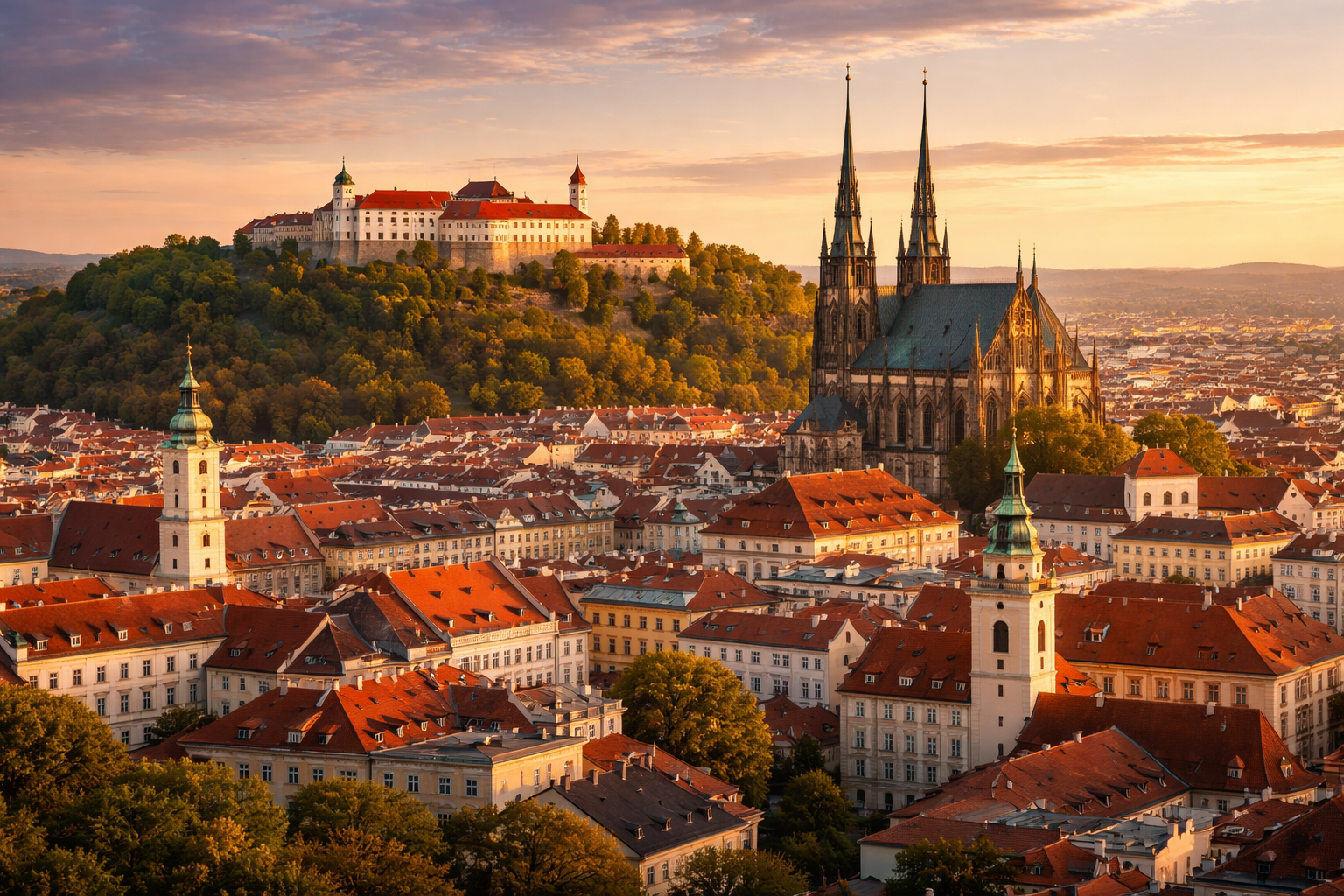 La città di Brno e la fortezza Špilberk.