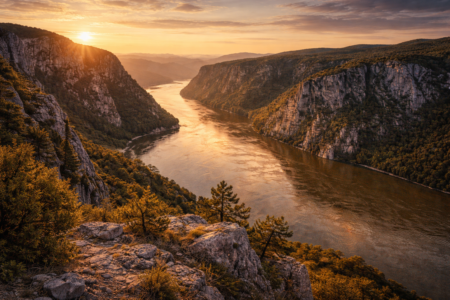 Đerdap National Park and the Iron Gates Gorge on the Danube River.
