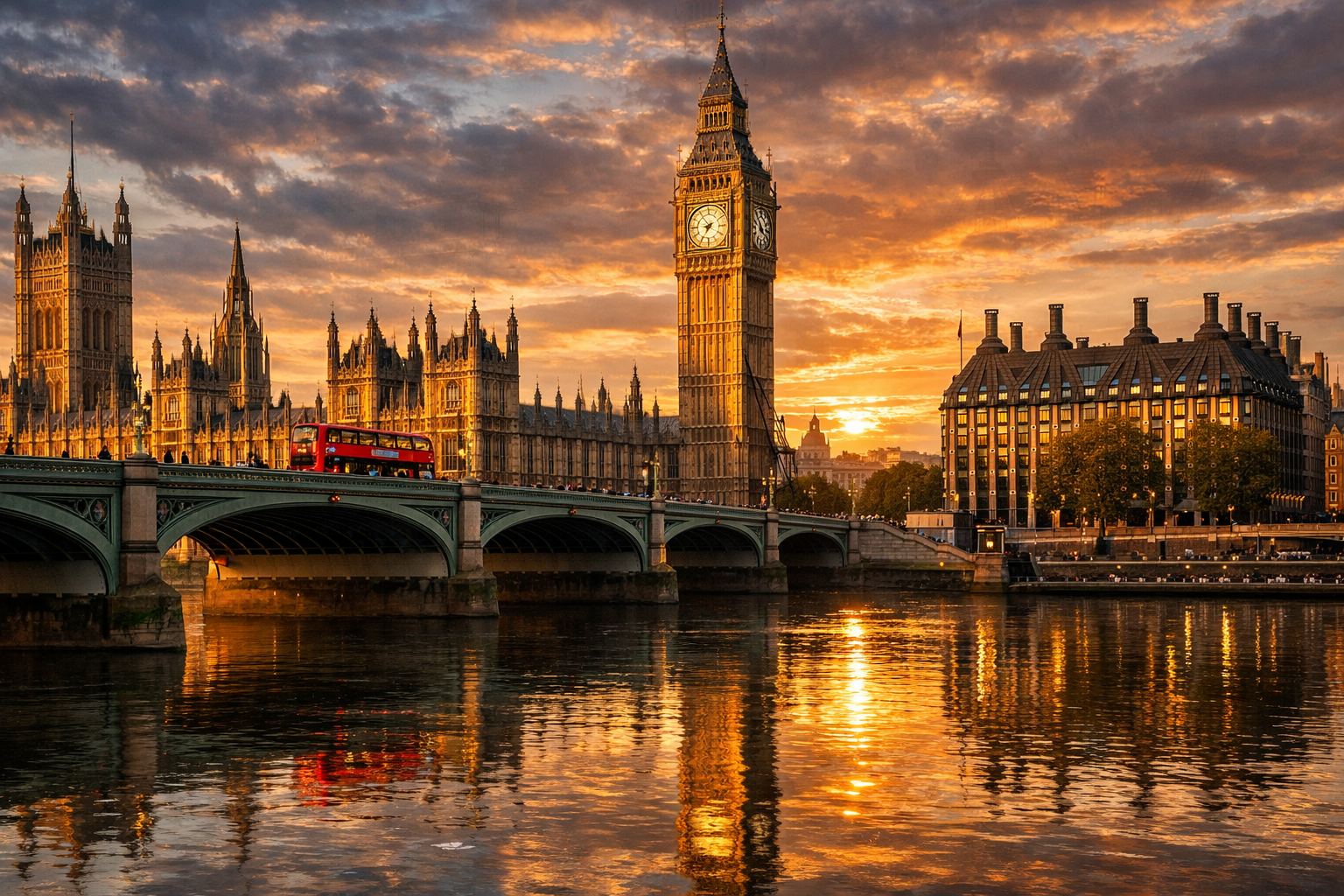 Big Ben and Westminster Bridge in central London