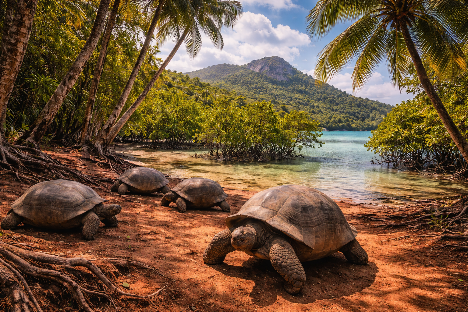 جزيرة كورييز بتربتها الحمراء وغابات المانغروف وطبيعتها الاستوائية