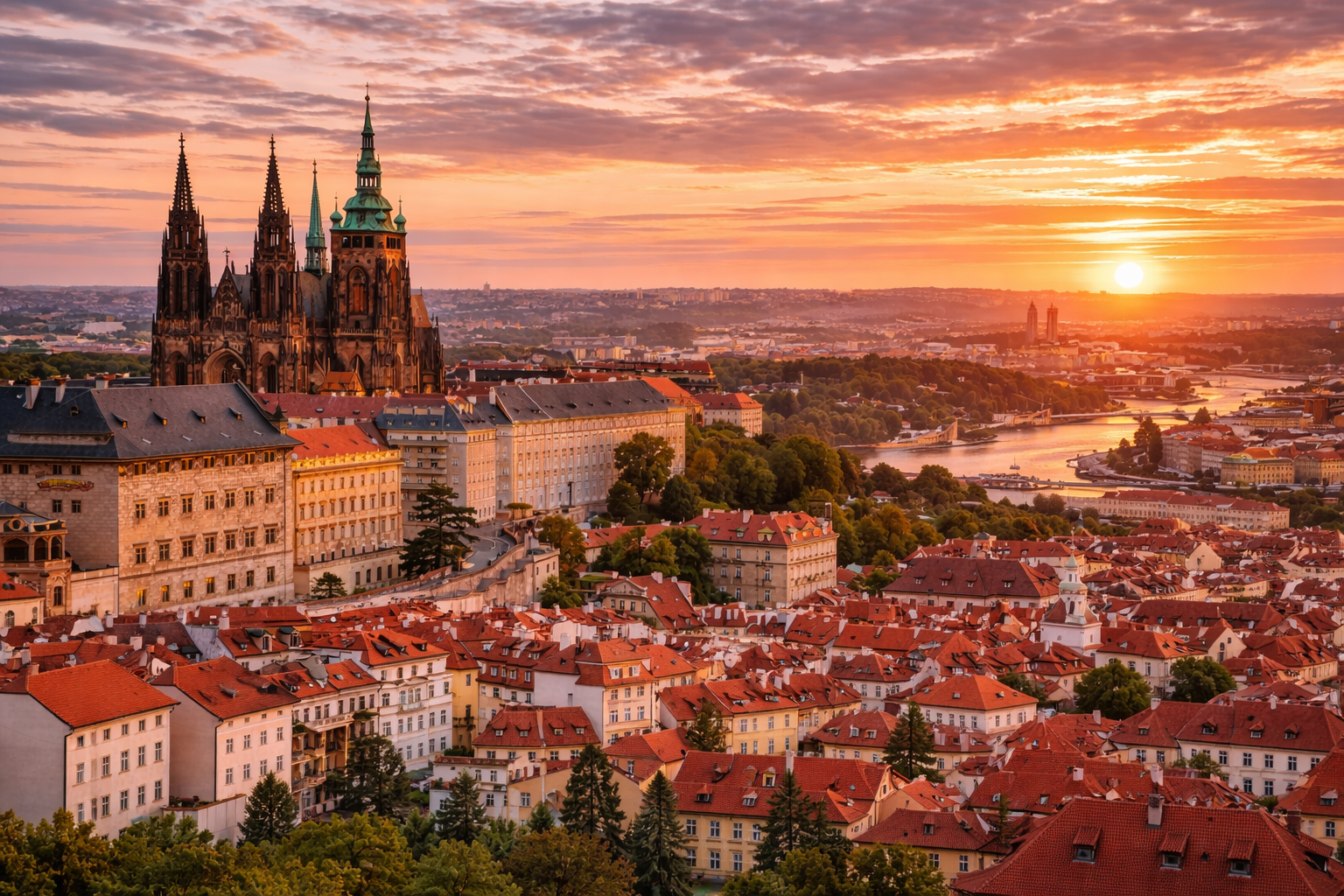 Il Castello di Praga e la Cattedrale di San Vito a Praga.