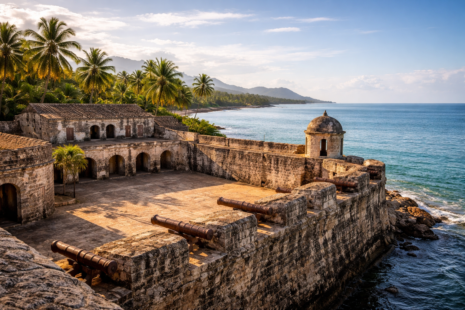 המצודה ההיסטורית סן פרננדו באומואה על החוף הקריבי של הונדורס