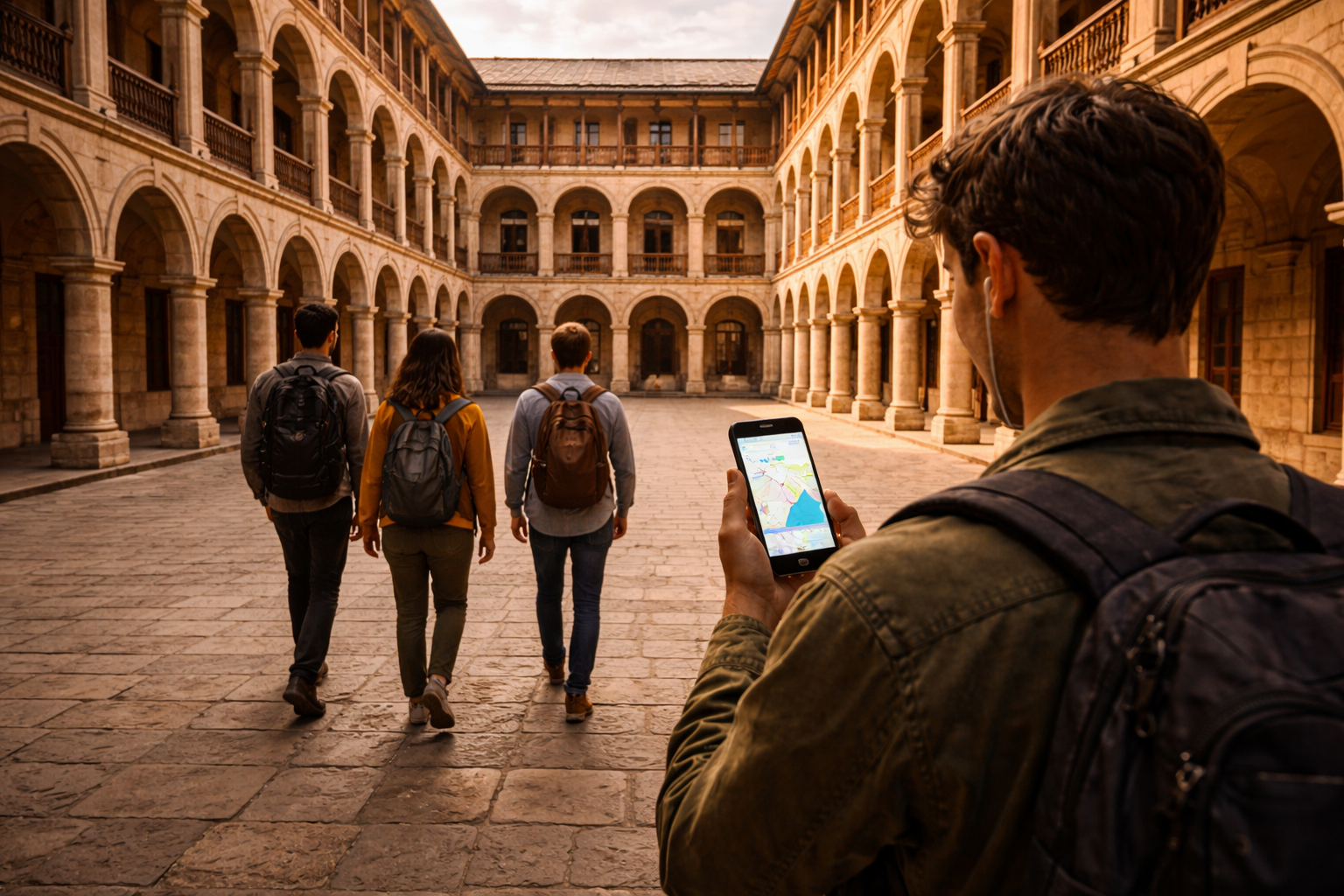 Stone arches of the caravanserai in Sheki