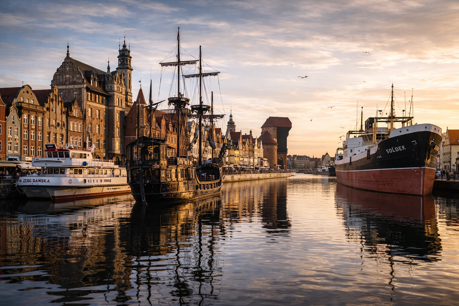 ميناء غدانسك والسفن في المرفأ