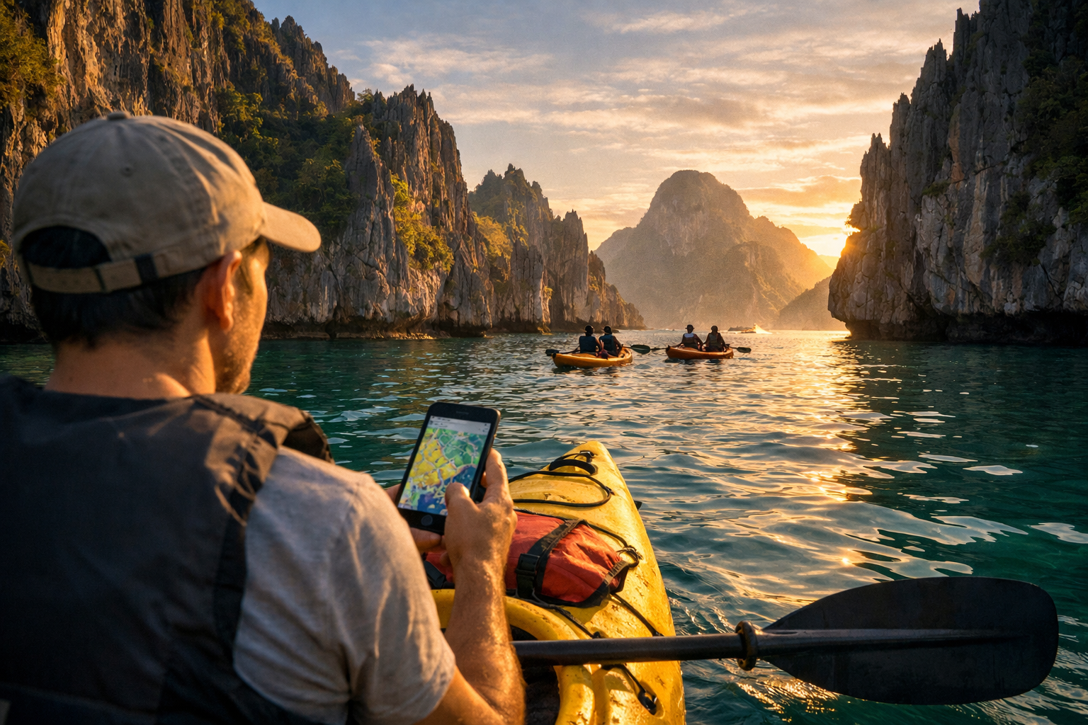 Lagoons and limestone cliffs of El Nido on Palawan Island.