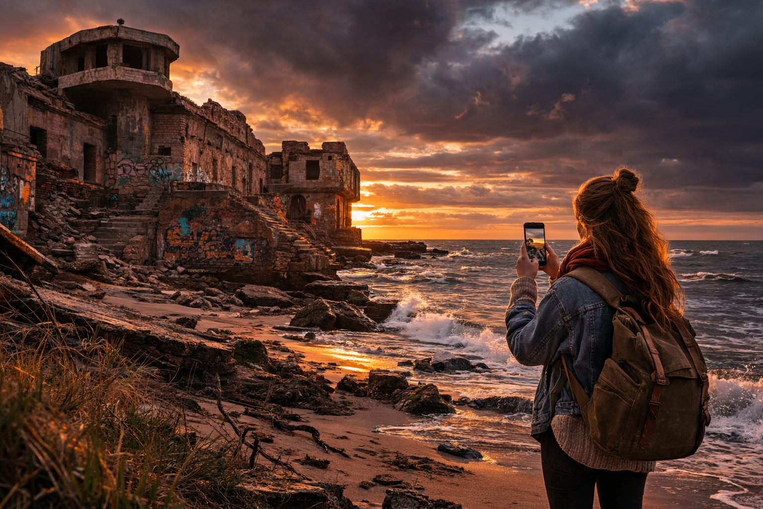 Karosta forts and a tourist using an eSIM