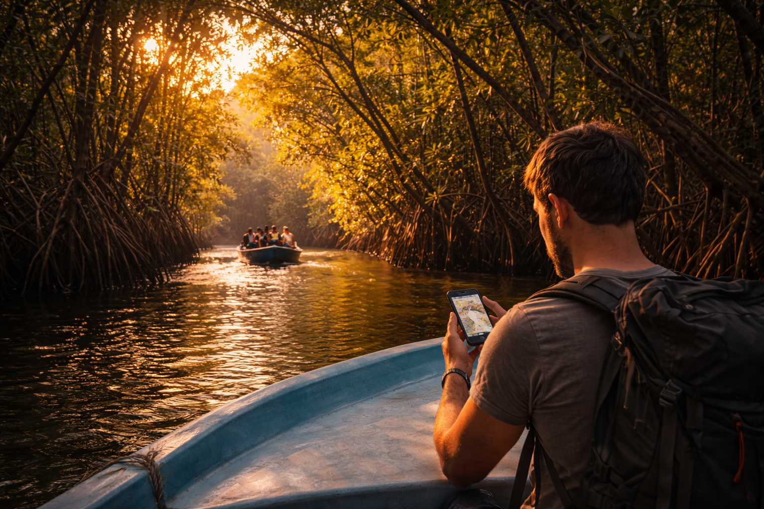 Mangrove forests and boat tours on the Bentota River in Sri Lanka.