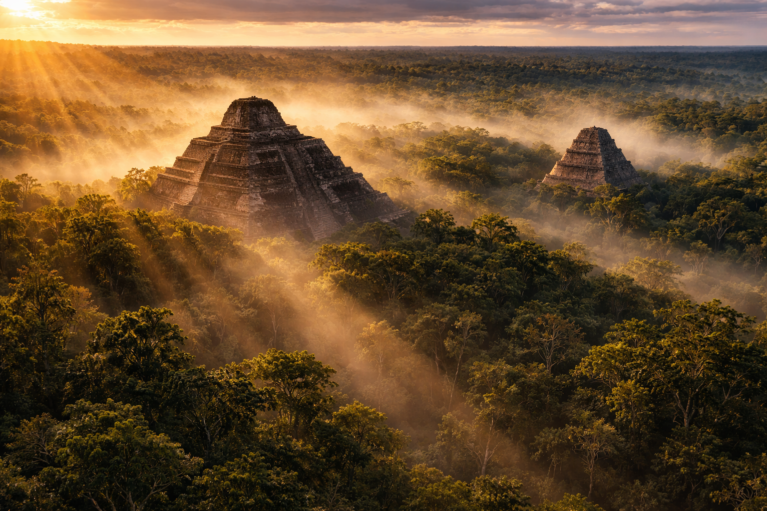 אל מיראדור בגואטמלה עם פירמידות עתיקות של בני המאיה בין הג’ונגלים