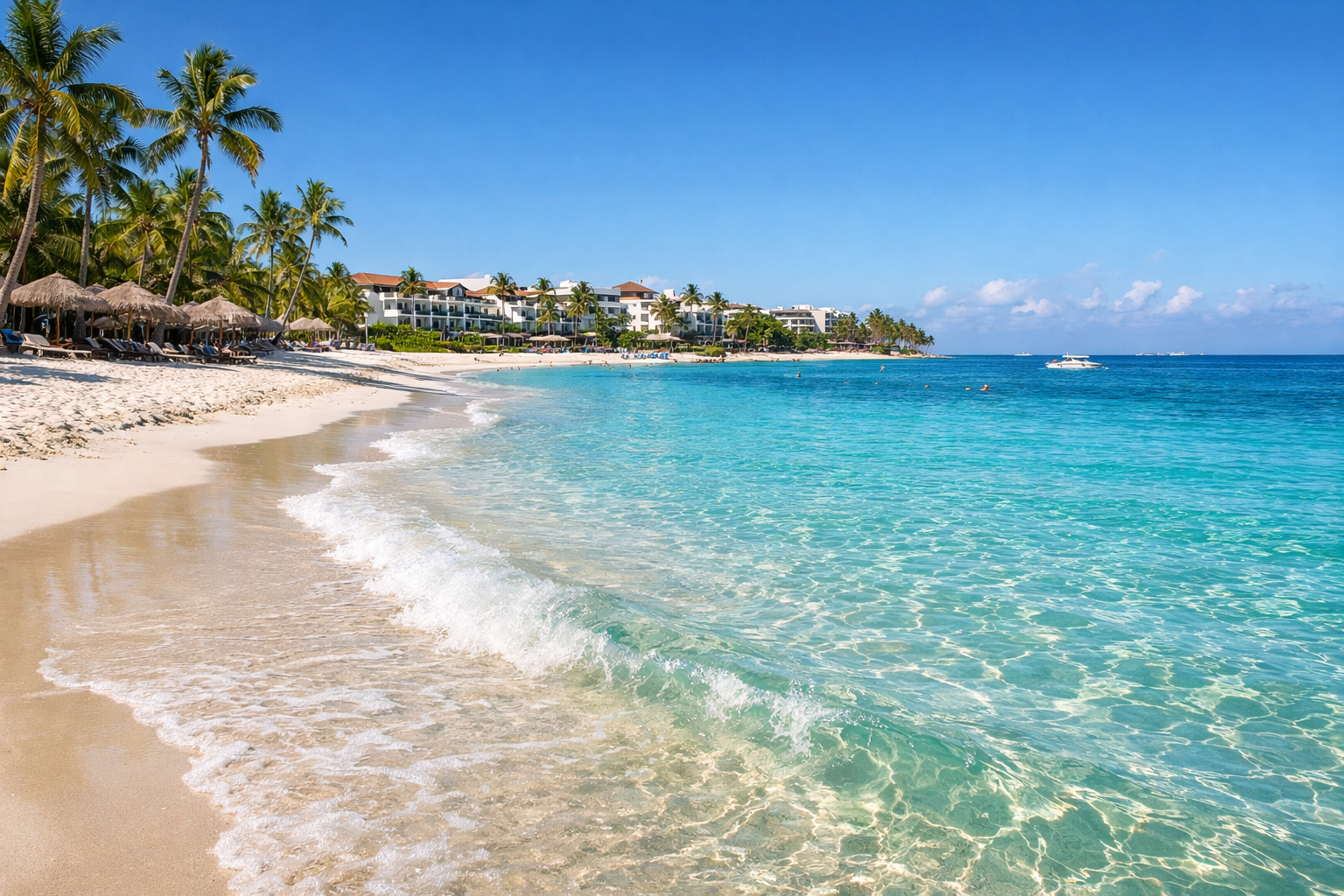 La costa de Punta Cana amb sorra blanca i aigua turquesa