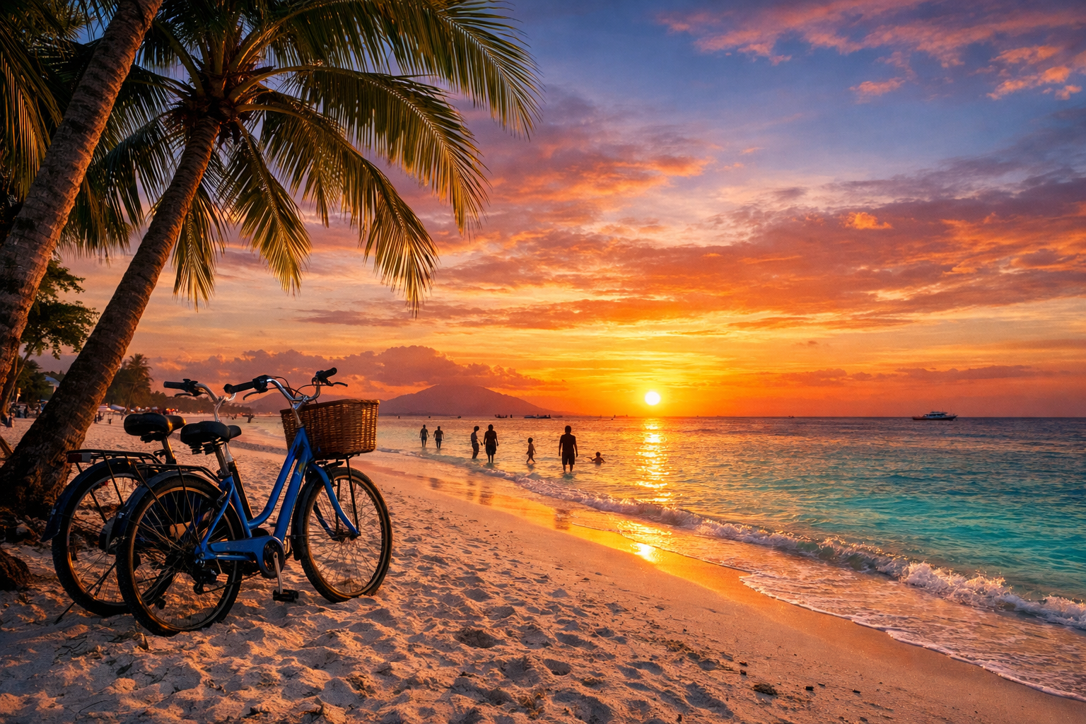 Gili Islands beach at sunset