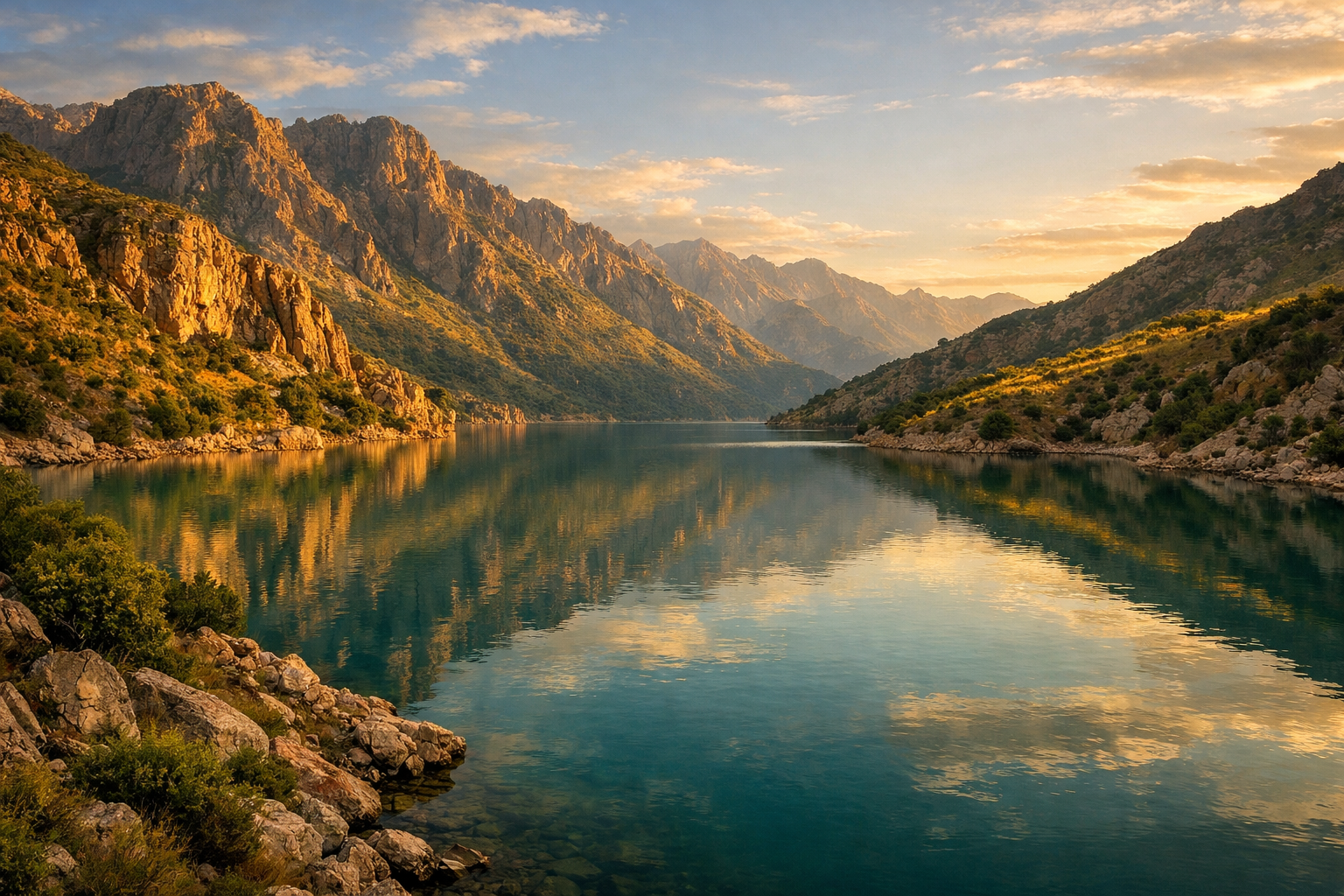 Ciudad de Dohuk en las montañas de Irak con lago y paisajes naturales