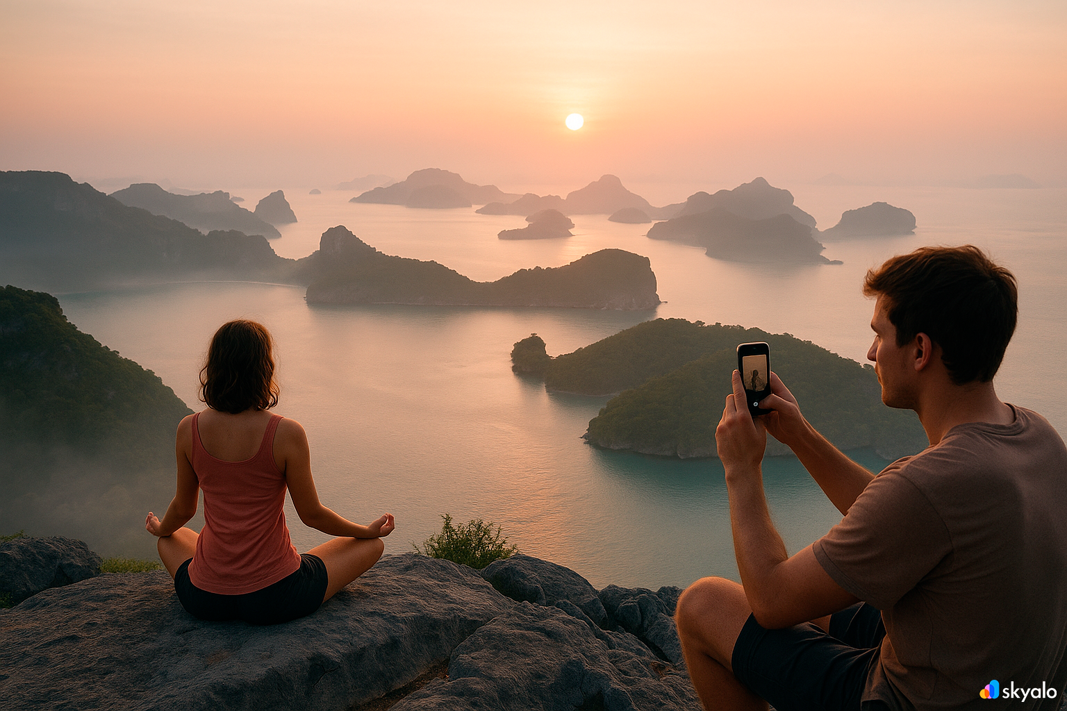 Sunrise over Ang Thong — photos fly to friends instantly