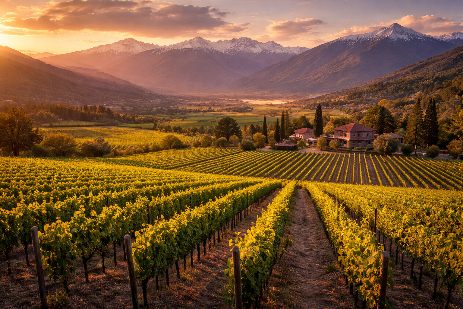 Vigneti cileni con le Ande sullo sfondo