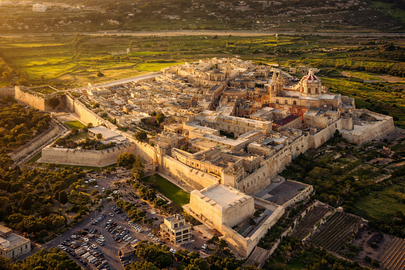 Bandar lama Mdina dengan lorong batu yang sempit