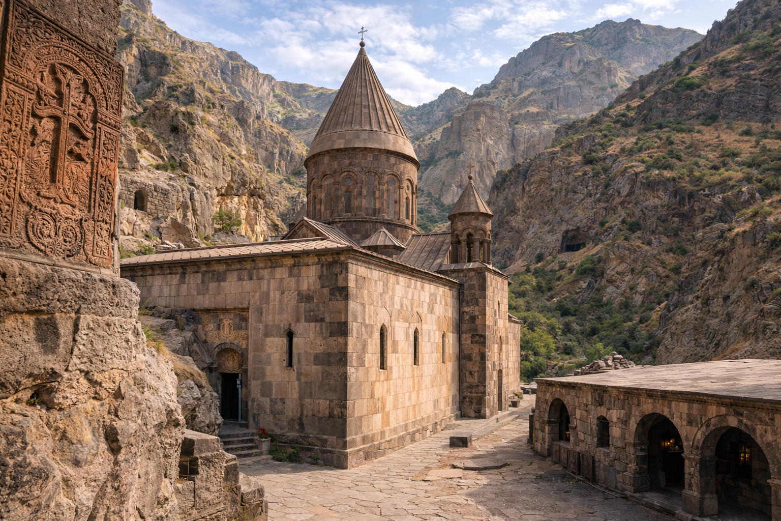Geghard Monastery carved into the rock