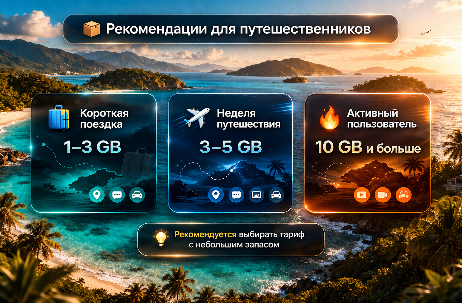 אינפוגרפיקה עם המלצות לכמות האינטרנט הסלולרי שמטיילים צריכים בהונדורס: טיול קצר, טיול לשבוע ושימוש אינטנסיבי.