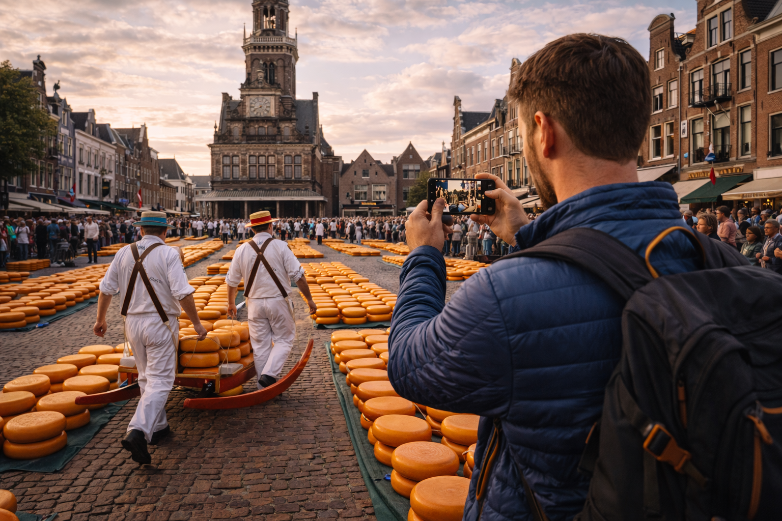 Alkmaar’s cheese market with traditional carriers
