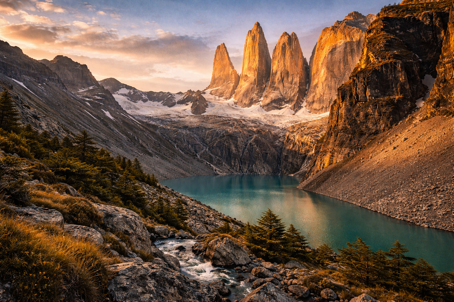 Torri di granito di Torres del Paine in Patagonia, Cile