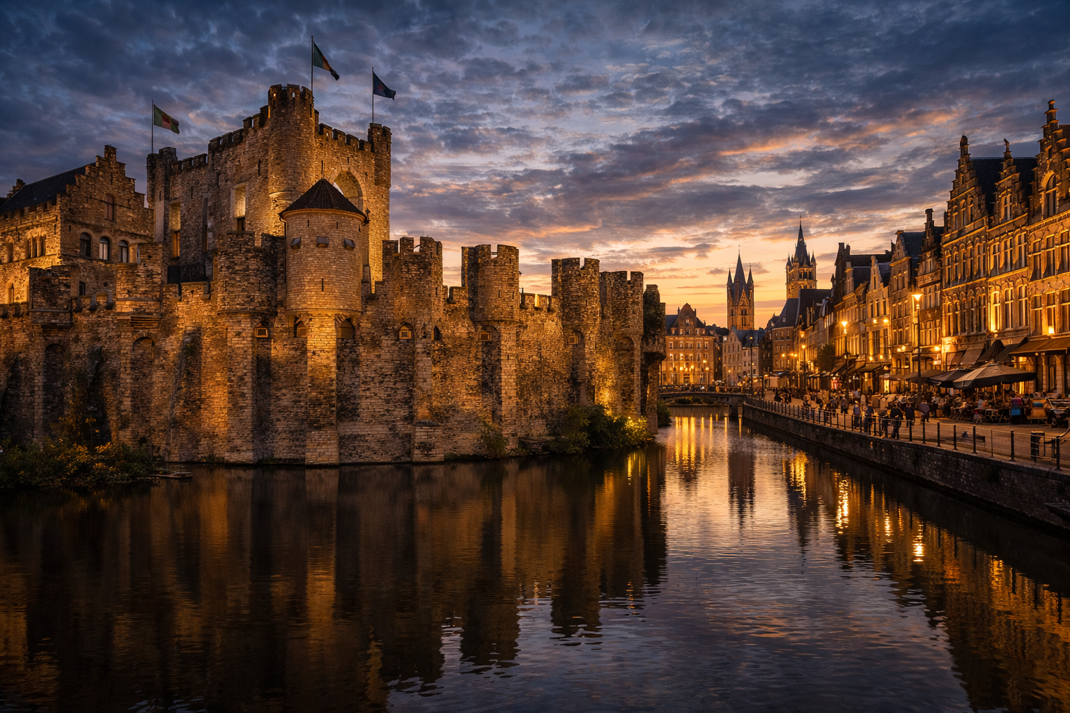 Il centro medievale di Gand con il Castello di Gravensteen