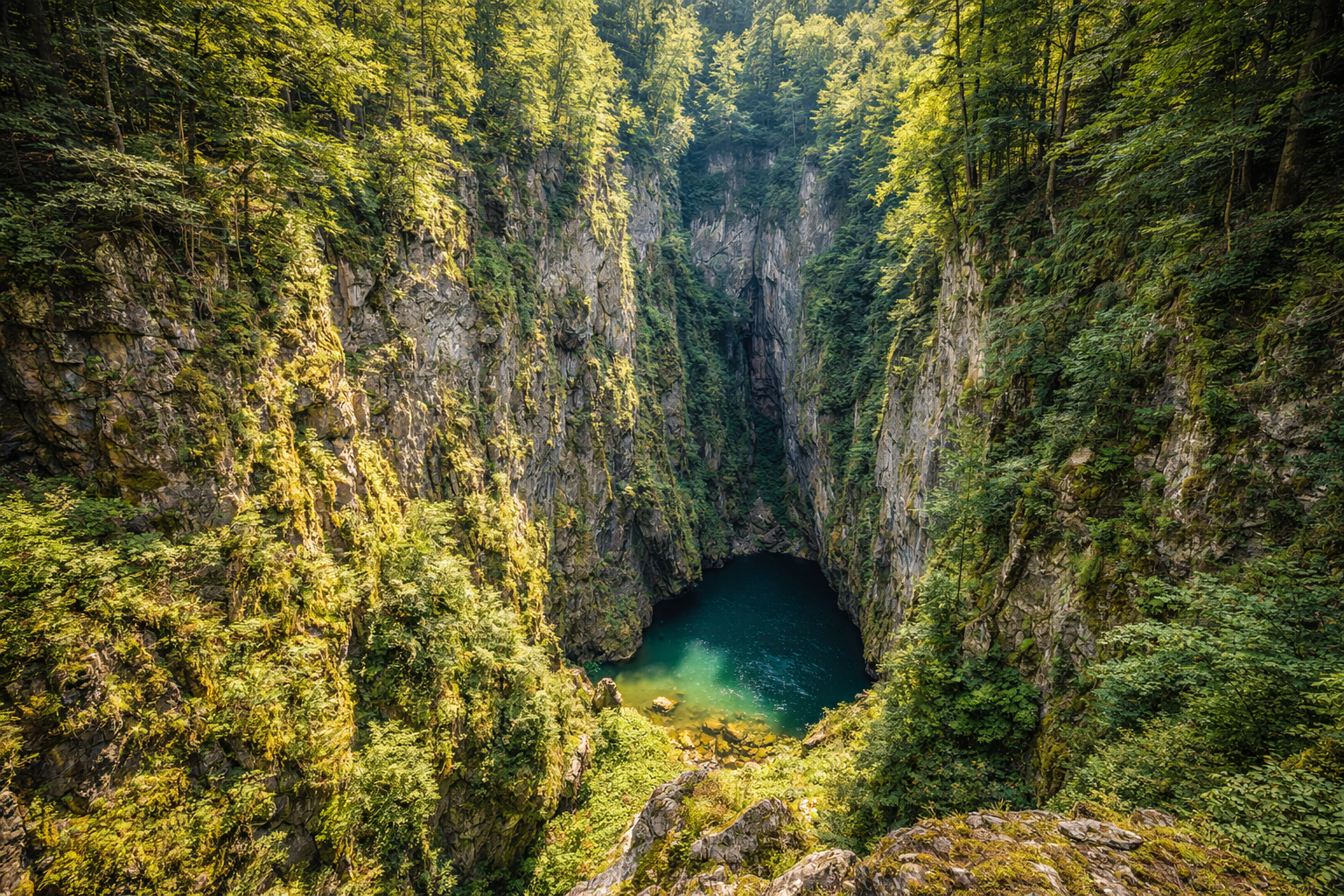 La voragine di Macocha nella regione del Carso Moravo.