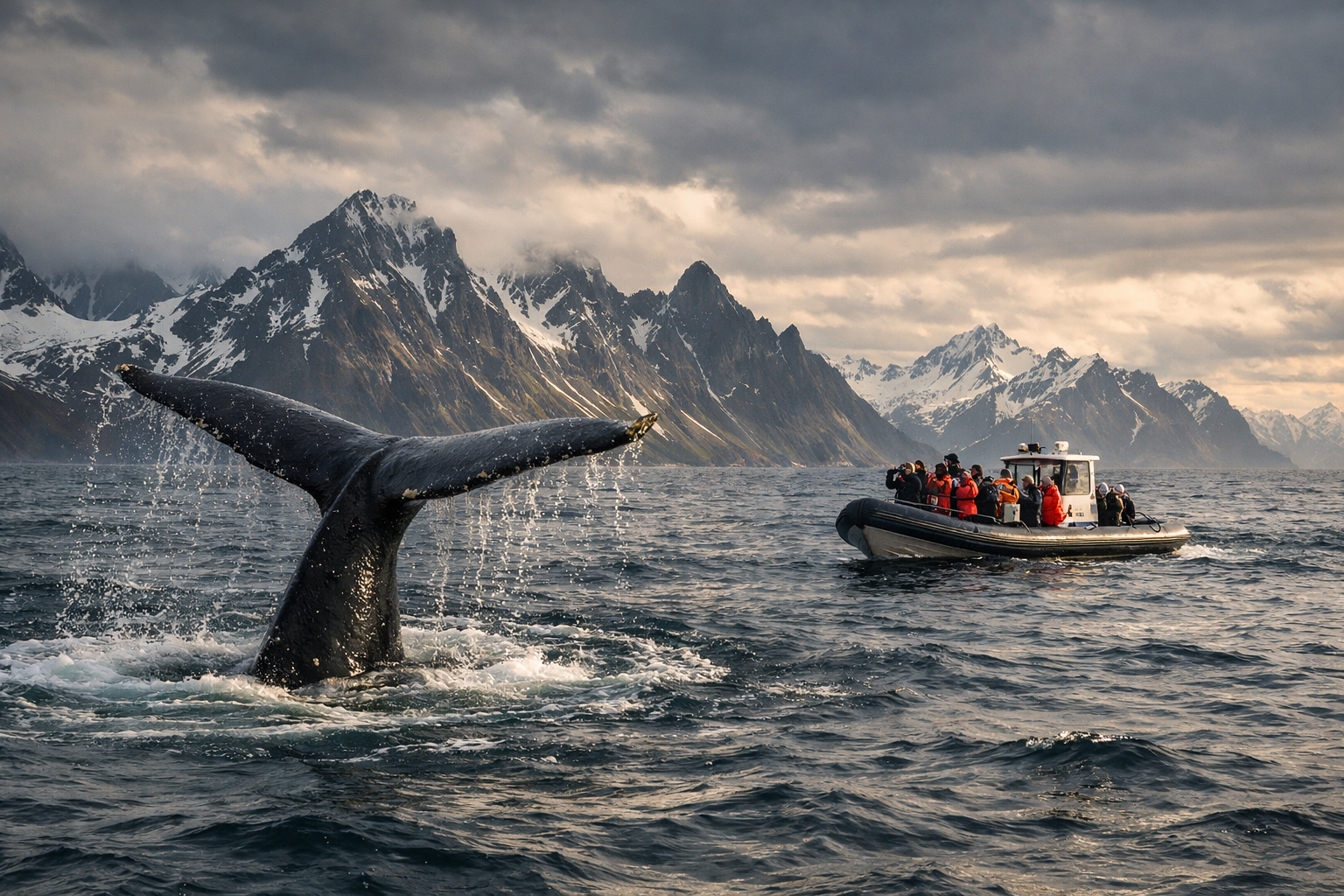 Whale safari near Andøya Island in Norway