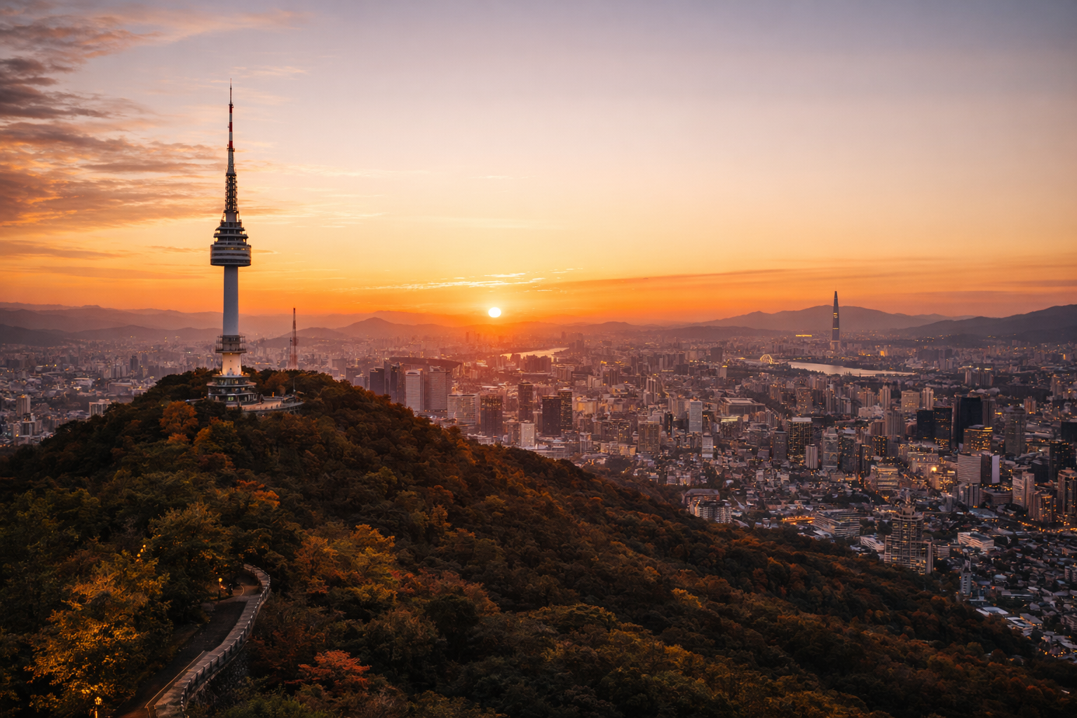 Widok na Seul z wieży Namsan