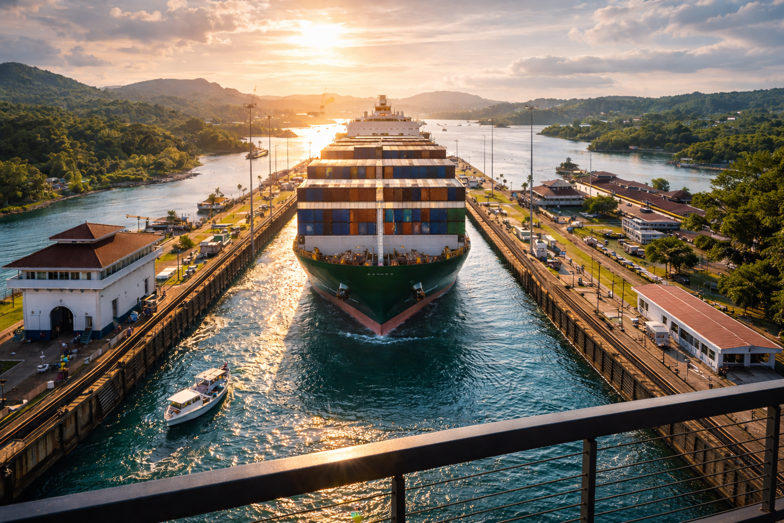 The Panama Canal and the Miraflores Locks 