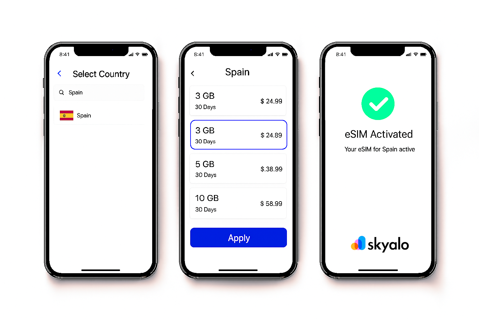 eSIM в Испании через Skyalo — быстро, удобно, без роуминга