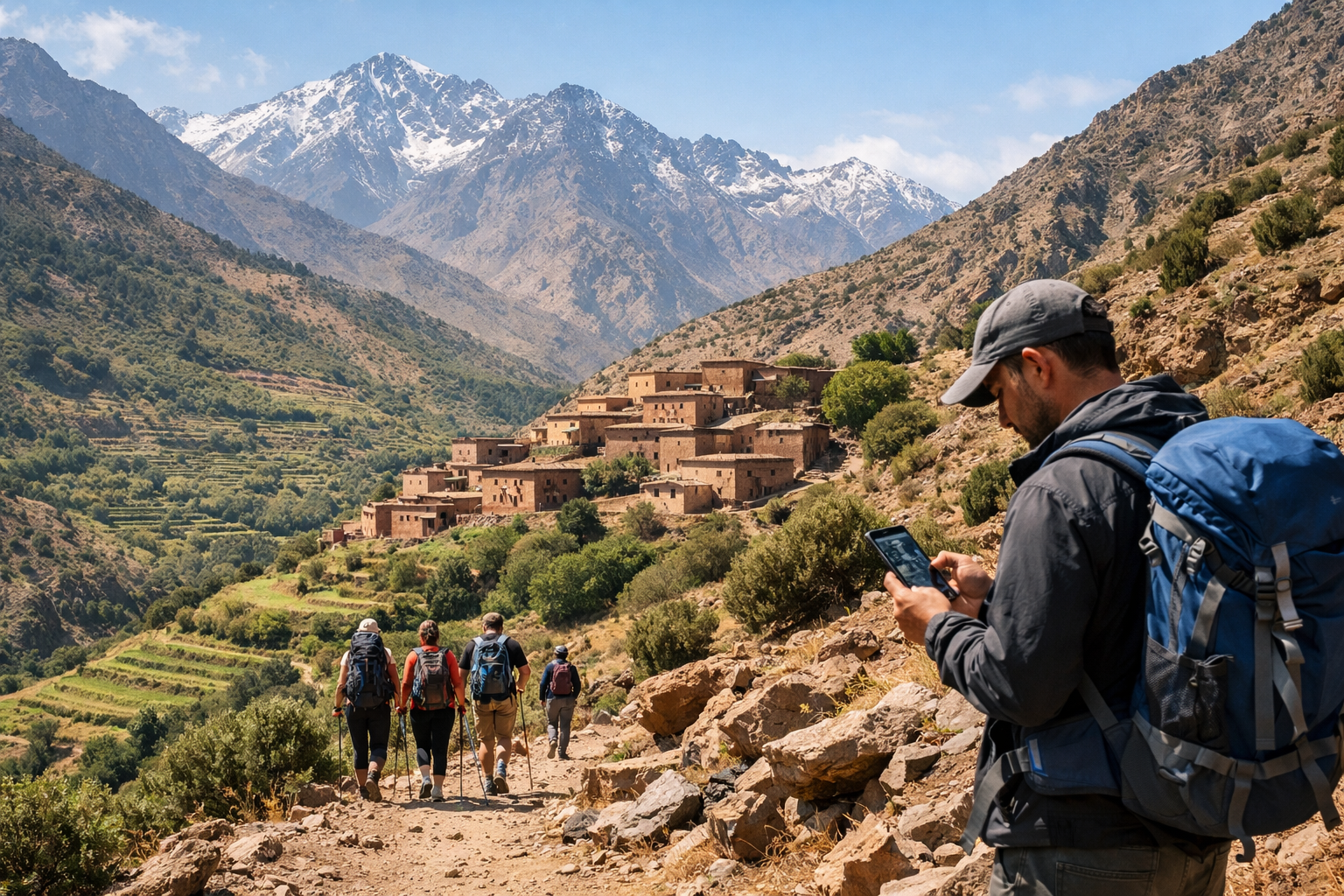 A mountain landscape in the Atlas Mountains, Morocco.