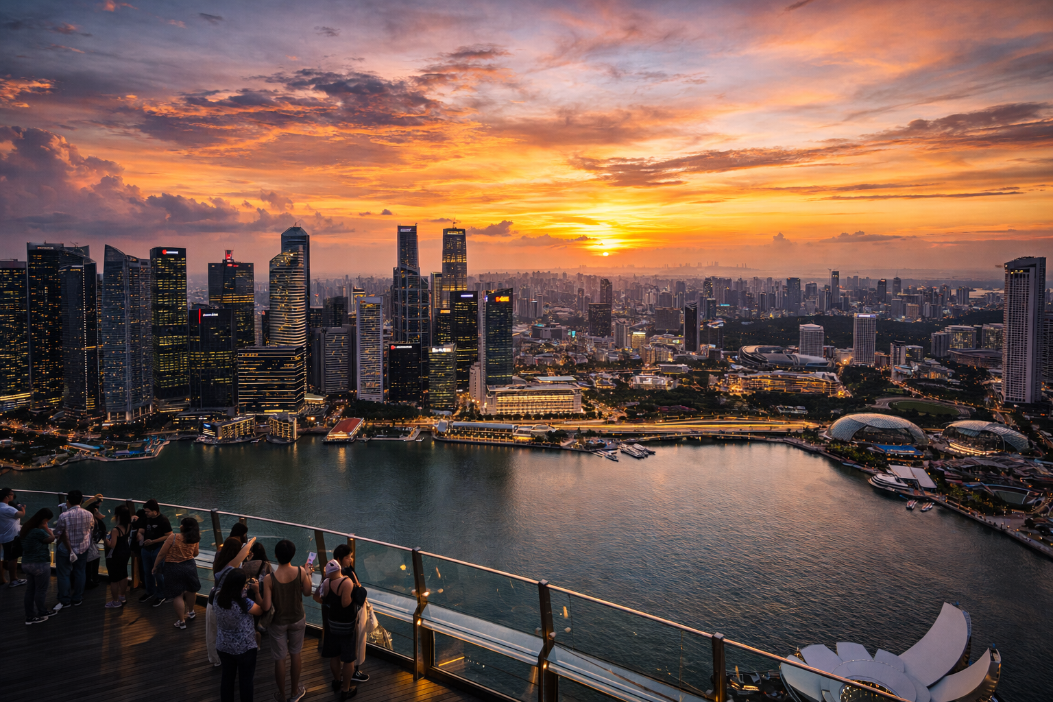 Singapore skyline from the SkyPark observation deck.