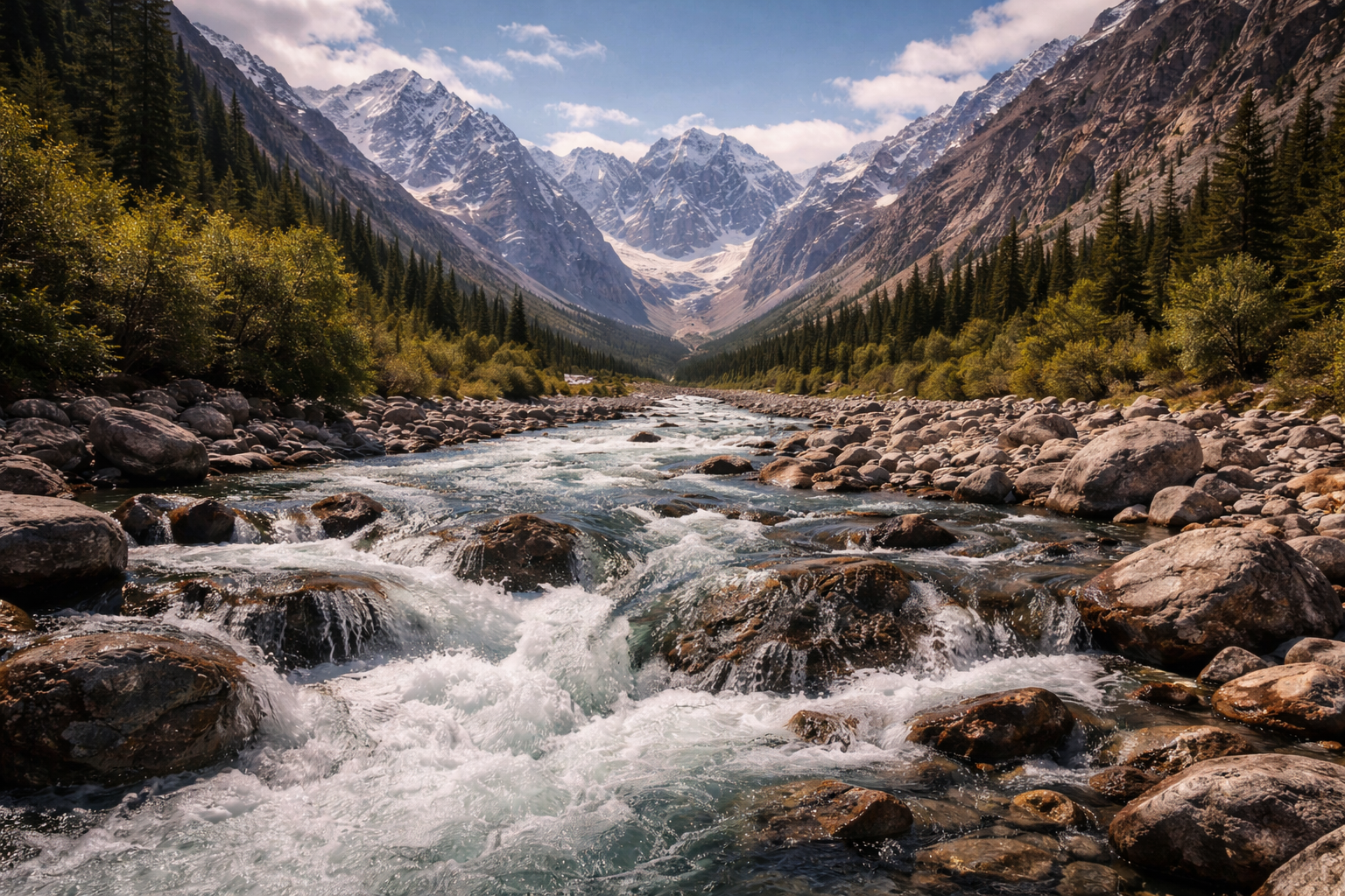 הפארק הלאומי אלא-ארצ'ה עם הרים ונהר