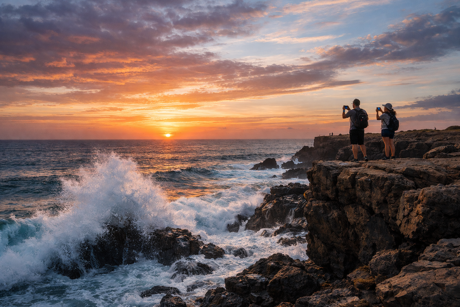 Rocky coastline of Pointe des Almadies and the Atlantic Ocean.