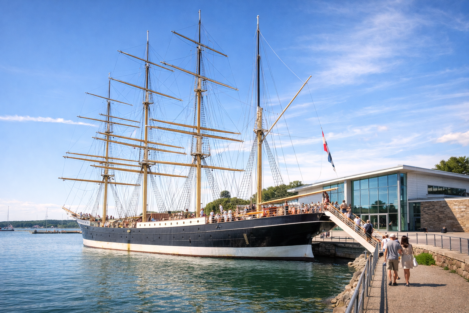The Pommern sailing ship by the Maritime Museum in Mariehamn; visitors board and use eSIM-enabled smartphones