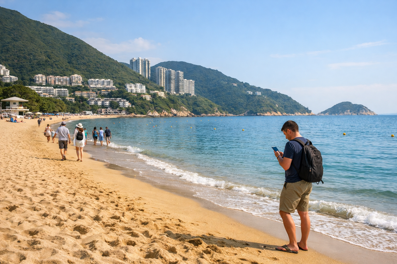 Repulse Bay Beach with golden sand and the sea.