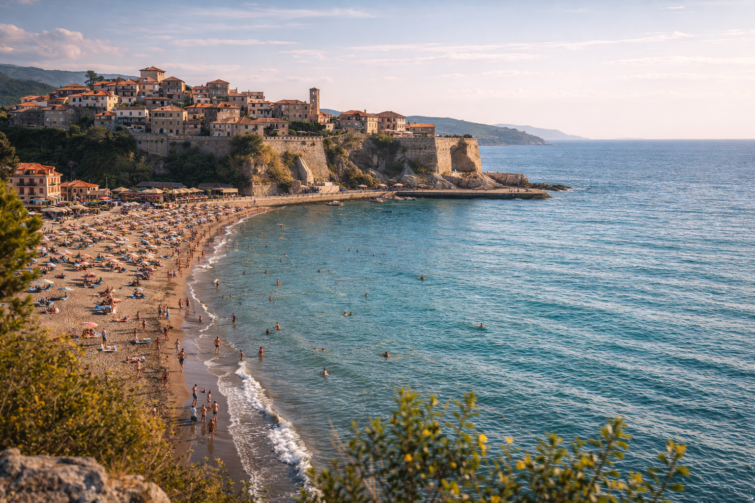 Ulcinj beach and Old Town