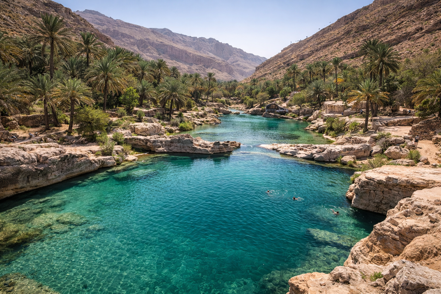 Η όαση Ουάντι Μπάνι Χαλίντ με φυσικές πισίνες