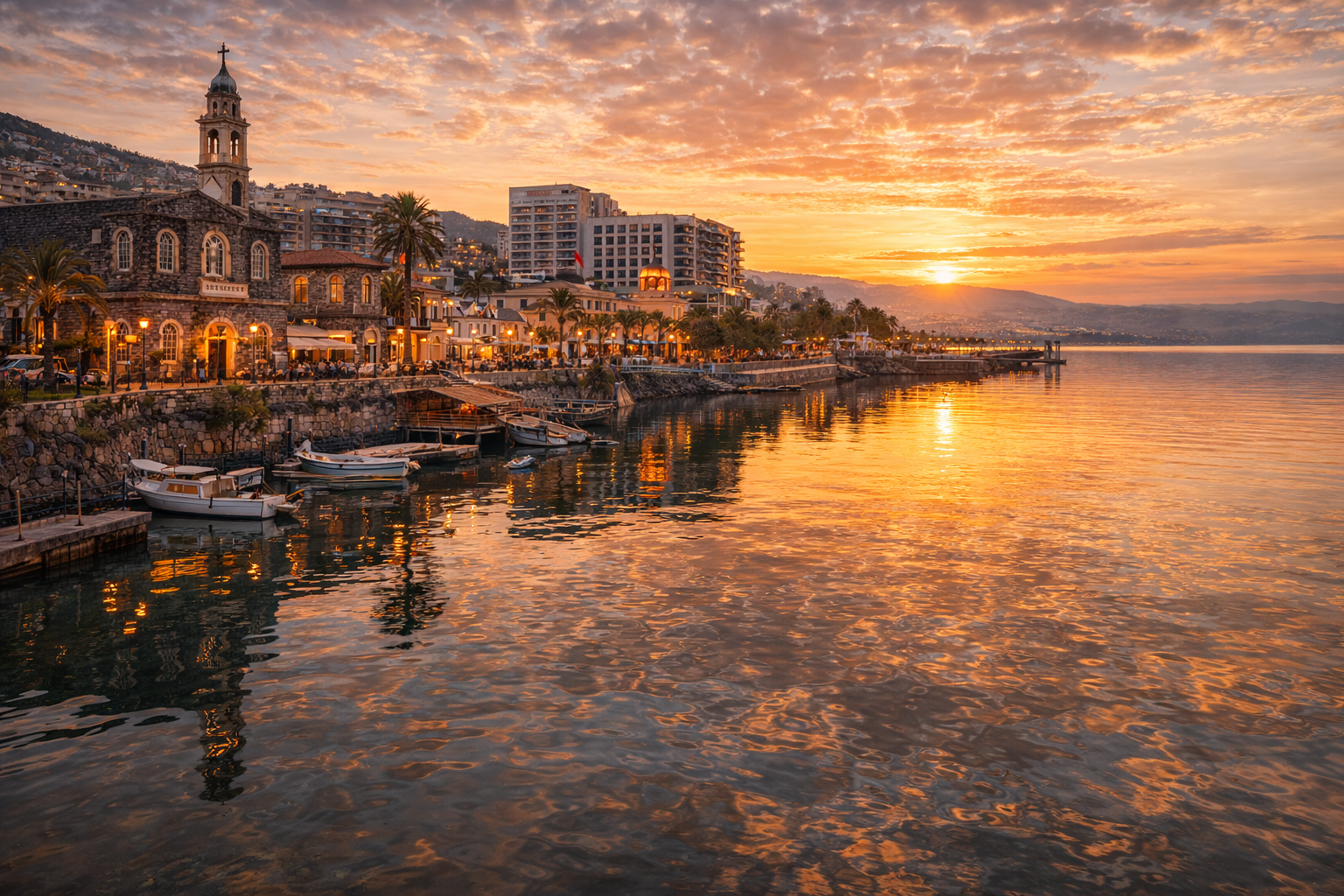 The city of Tiberias on the shores of the Sea of Galilee