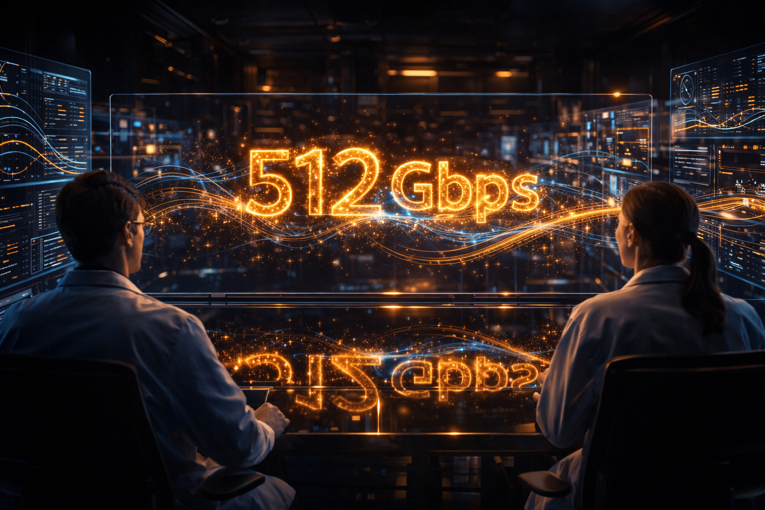 Holographic display of 512 Gbps speed in a dark laboratory