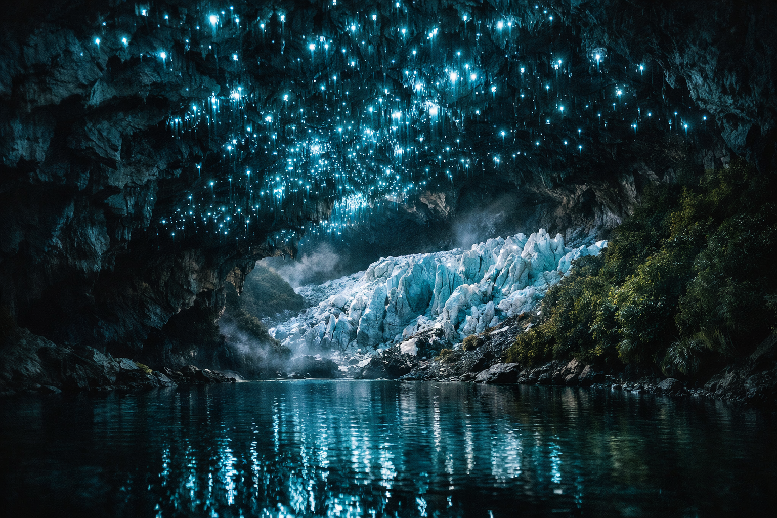 Vaitomo alas ar spīdošajiem tārpiem