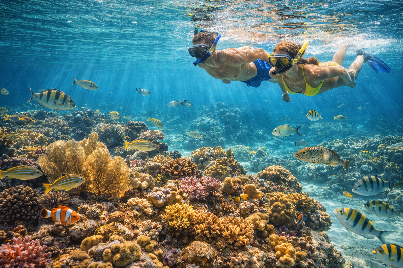 Barriera corallina e pesci tropicali nel Folkestone Marine Park, Barbados