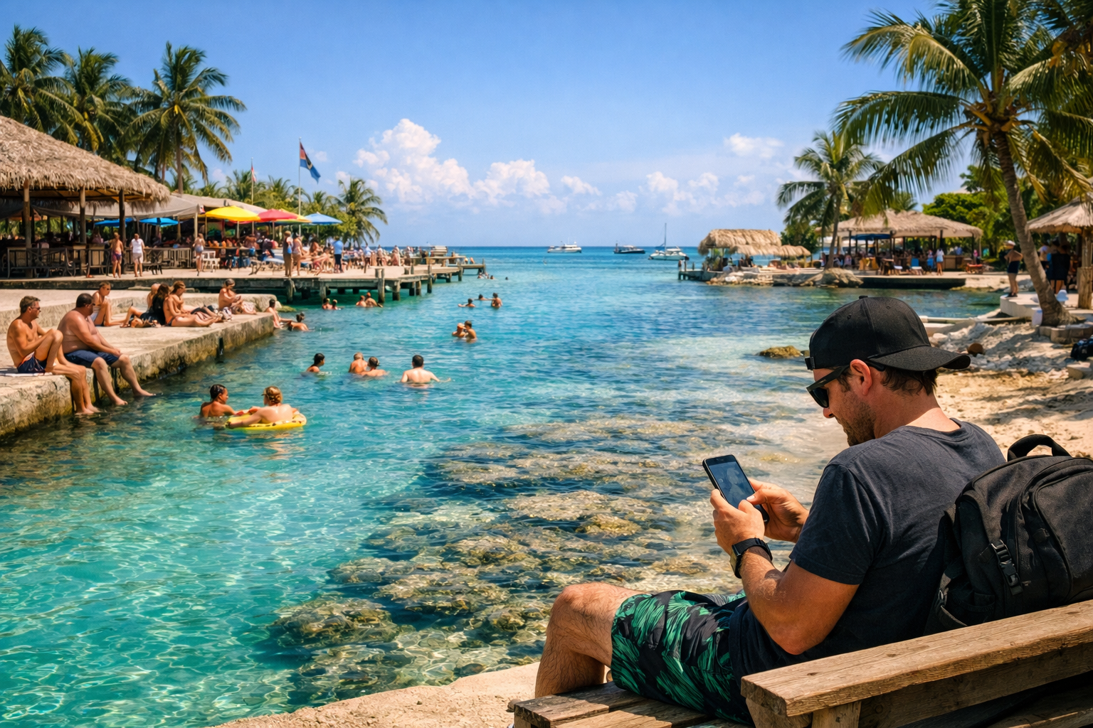 The Split на Кей-Колкер з бірюзовою водою та людьми, що відпочивають