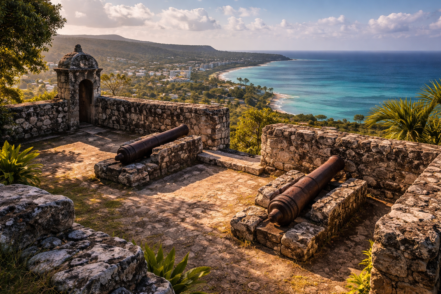 Fort Apollon with ruins and ocean views