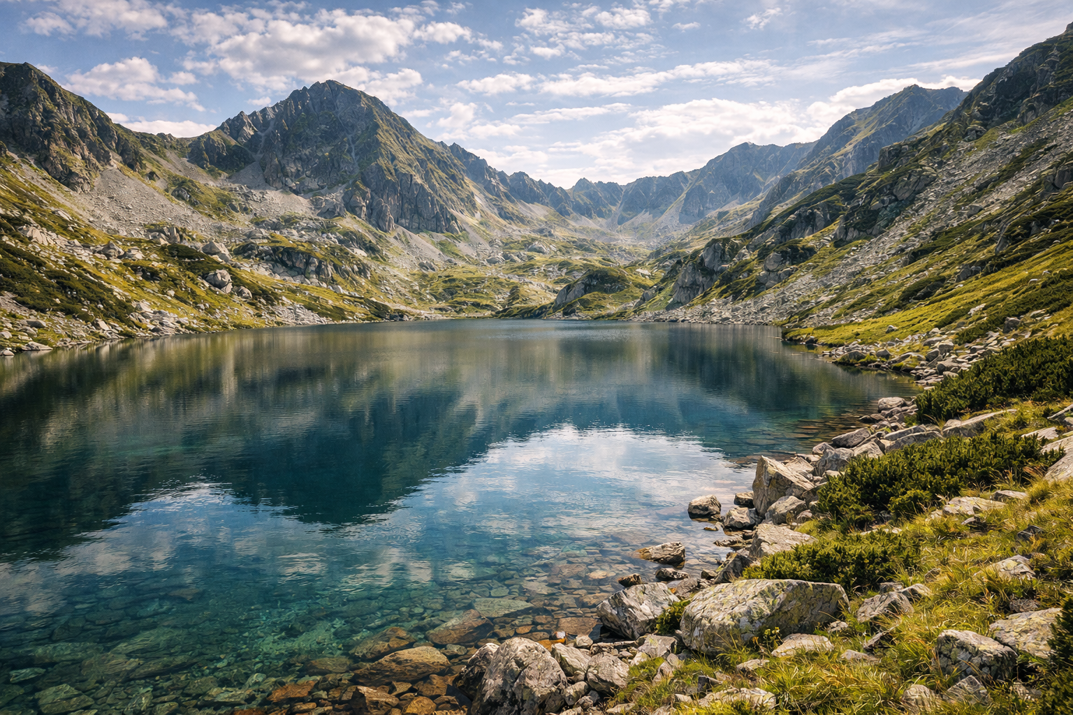A mountain lake in Retezat National Park.