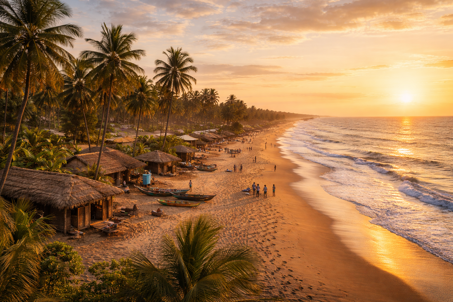 גראנד-פופו בבנין עם חוף חולי ארוך, דקלים, גלי האוקיינוס ואווירה חמימה של חוף האטלנטי